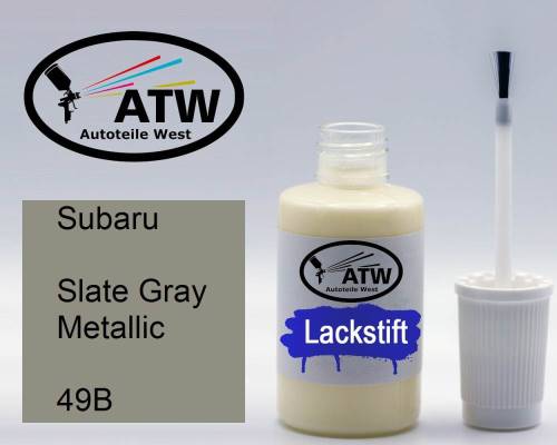 Subaru, Slate Gray Metallic, 49B: 20ml Lackstift, von ATW Autoteile West.